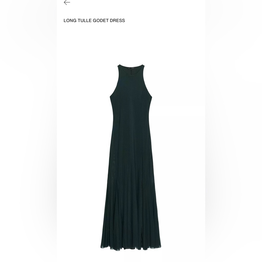 Long Tulle Godet Dress - Black